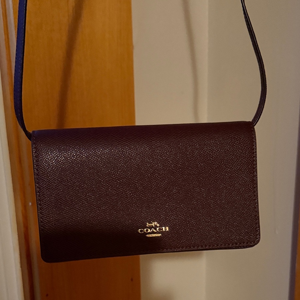 Coach Dark Purple Crossbody Bag and Detachable Wallet
